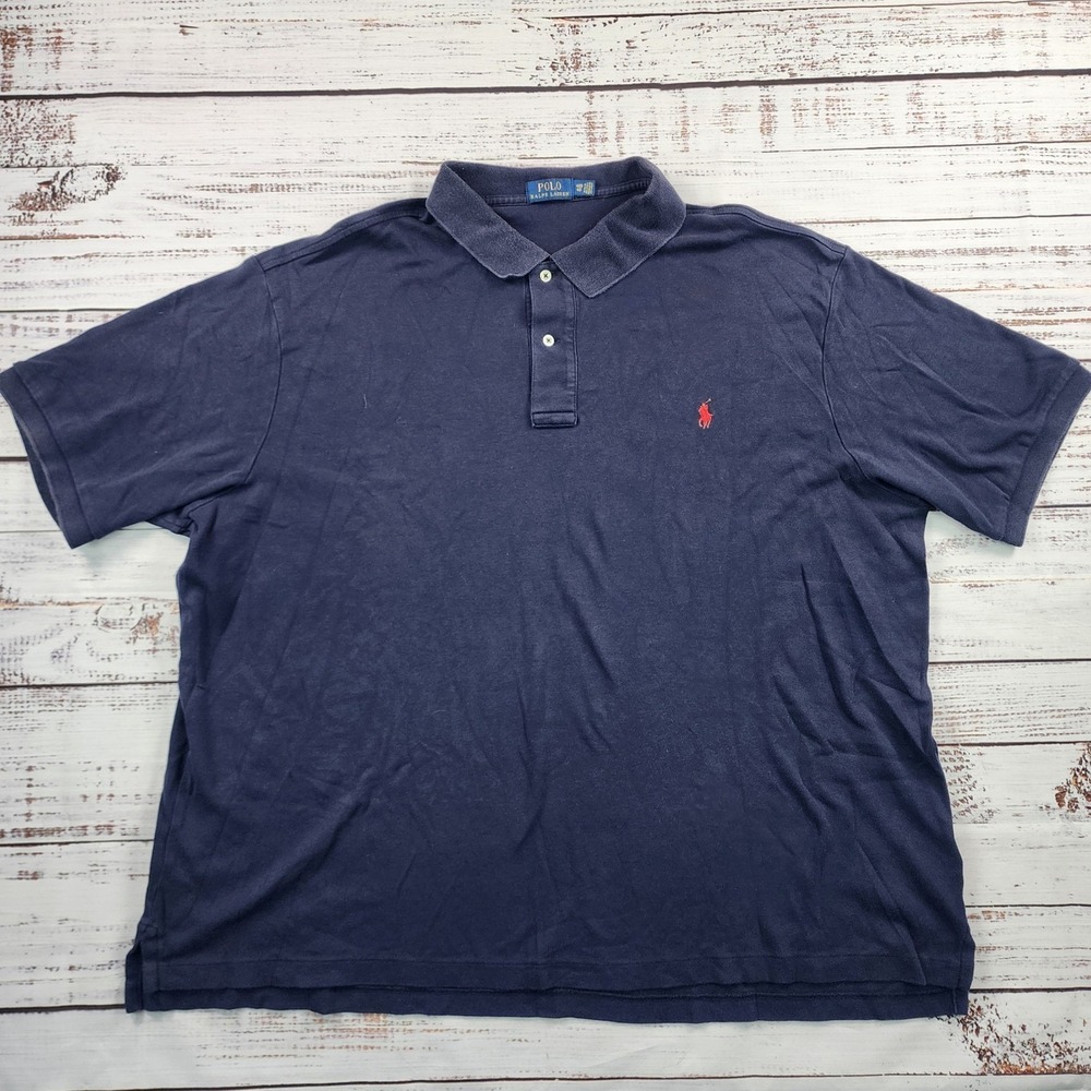 Polo Ralph Lauren‎ Mens 4XB Navy Blue Short Sleeve Jersey Polo Shirt Big & Tall